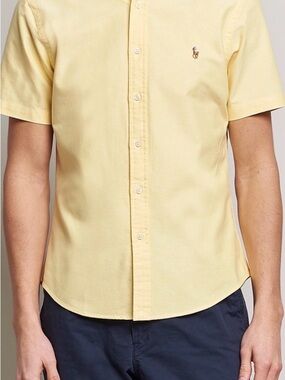 Ralph Lauren Boys Size 12 Short-Sleeve Button-Down Shirt in Pale Yellow